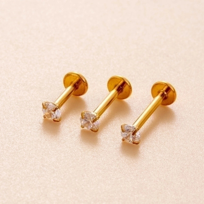 1 Piece Ear Cartilage Rings & Studs Minimalist Round 316L Stainless Steel  Plating Inlay Zircon
