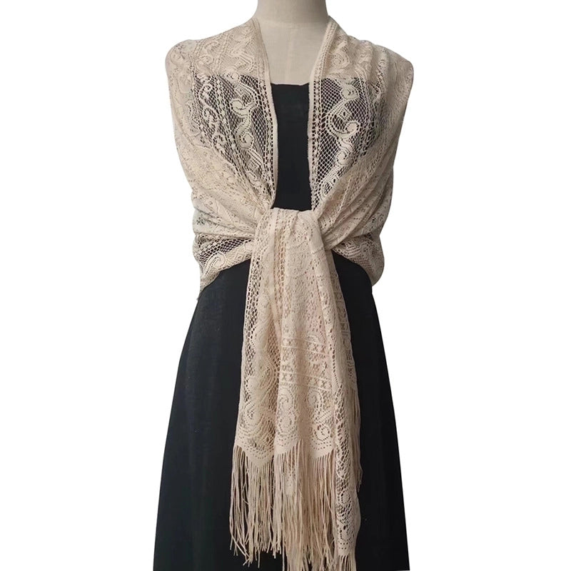 Women's Elegant Solid Color Flower Polyester Lace Shawls
