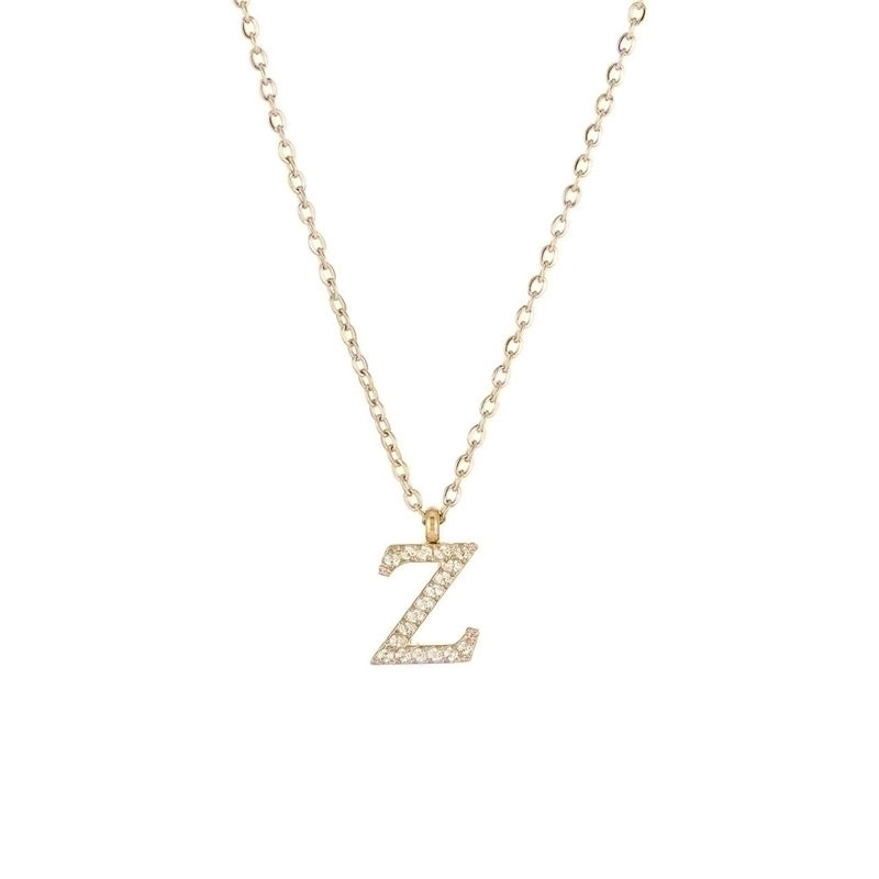 Minimalist Letter 304 Stainless Steel Zircon 16K Gold Plated White Gold Plated Plating Inlay Pendant Necklace