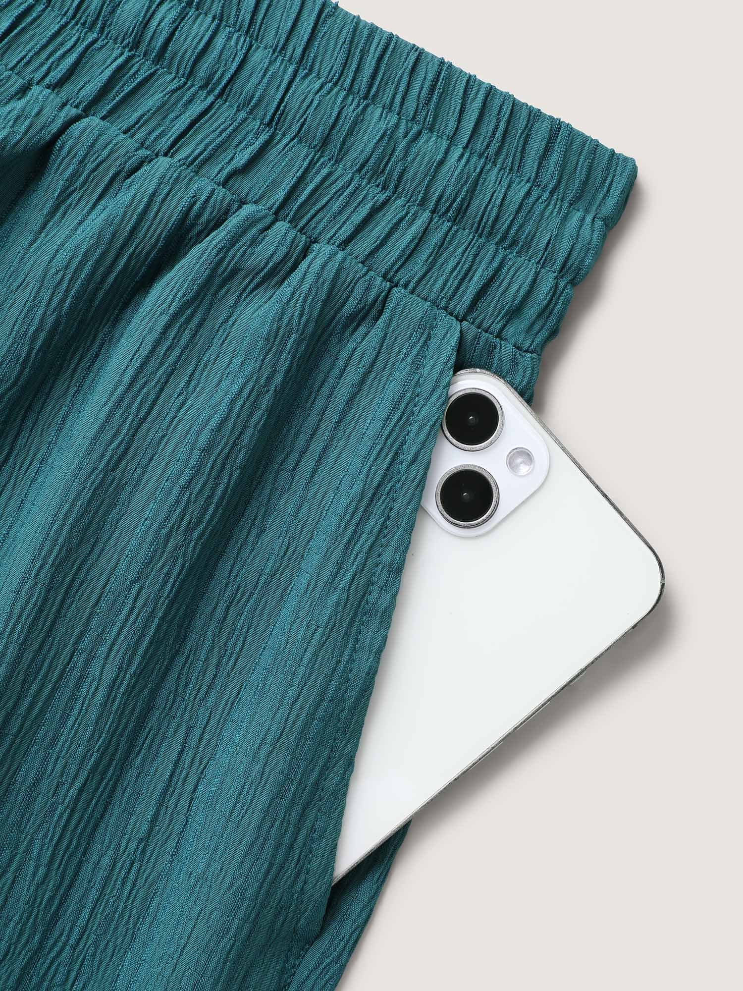 Textured Stretchy Waist Airy Pants
