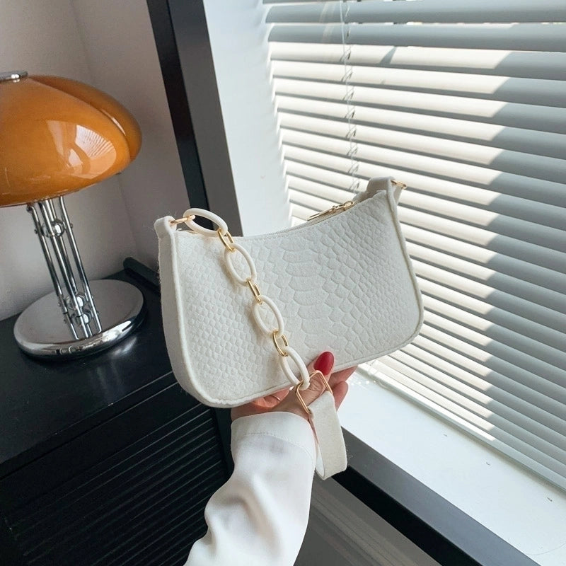 Women's All Seasons Felt Solid Color Vintage Style Square Zipper Shoulder Bag