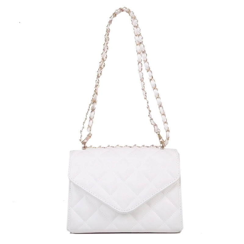 Women's Small Pu Leather Lingge Streetwear Square Magnetic Buckle Crossbody Bag