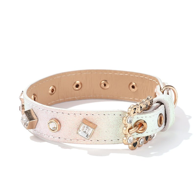 Rhinestone Decor Gradient Color Dog Collar