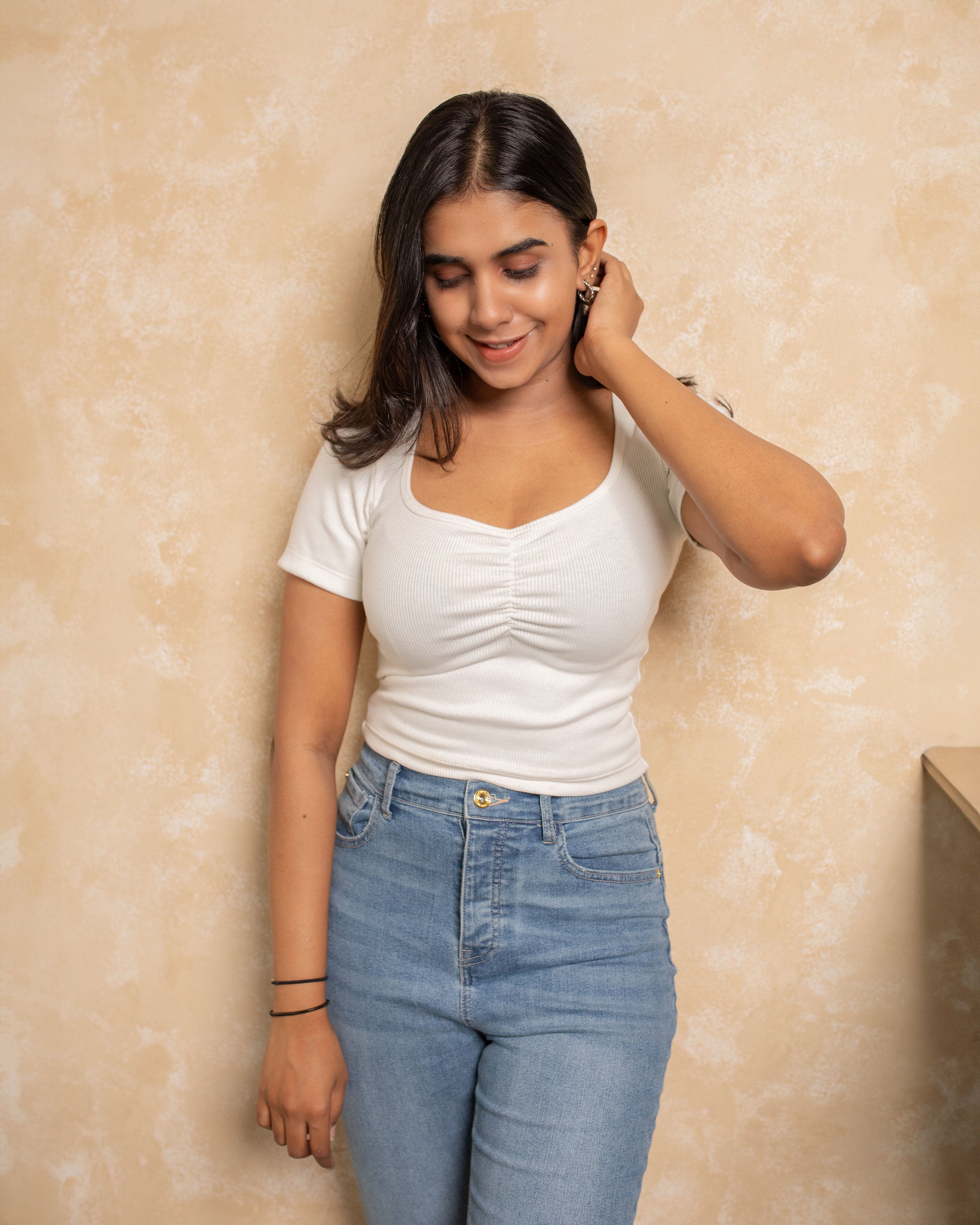 Moana gathered top- White