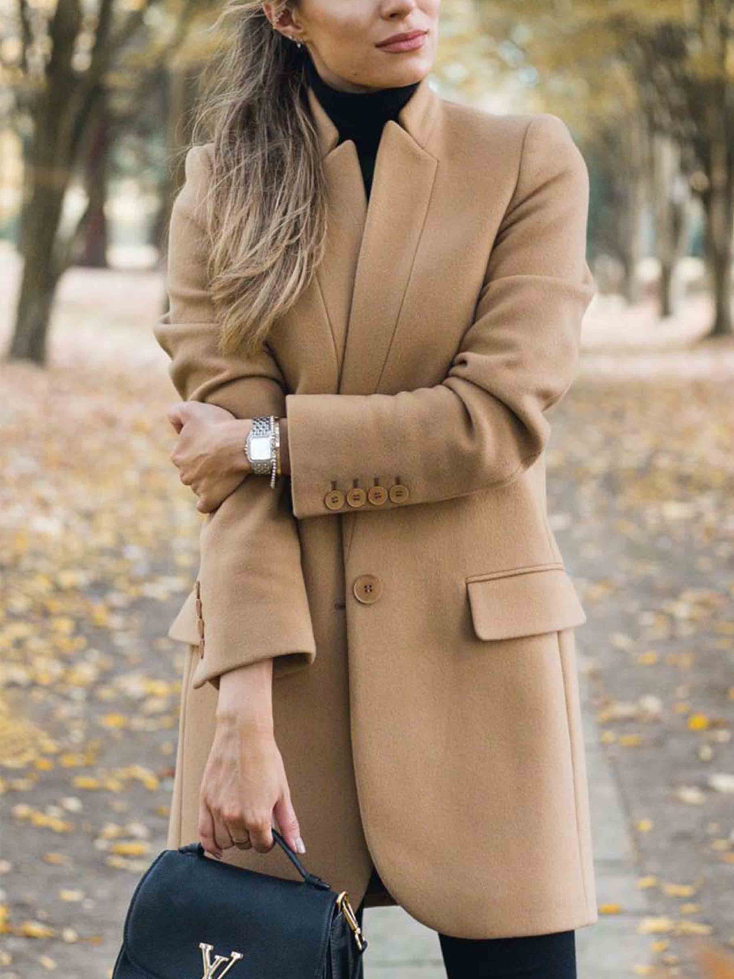 One Button Khaki Coat