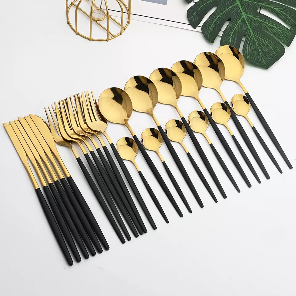 Black/Golden (4406)24 PCs Premium Steel Cutlery Set