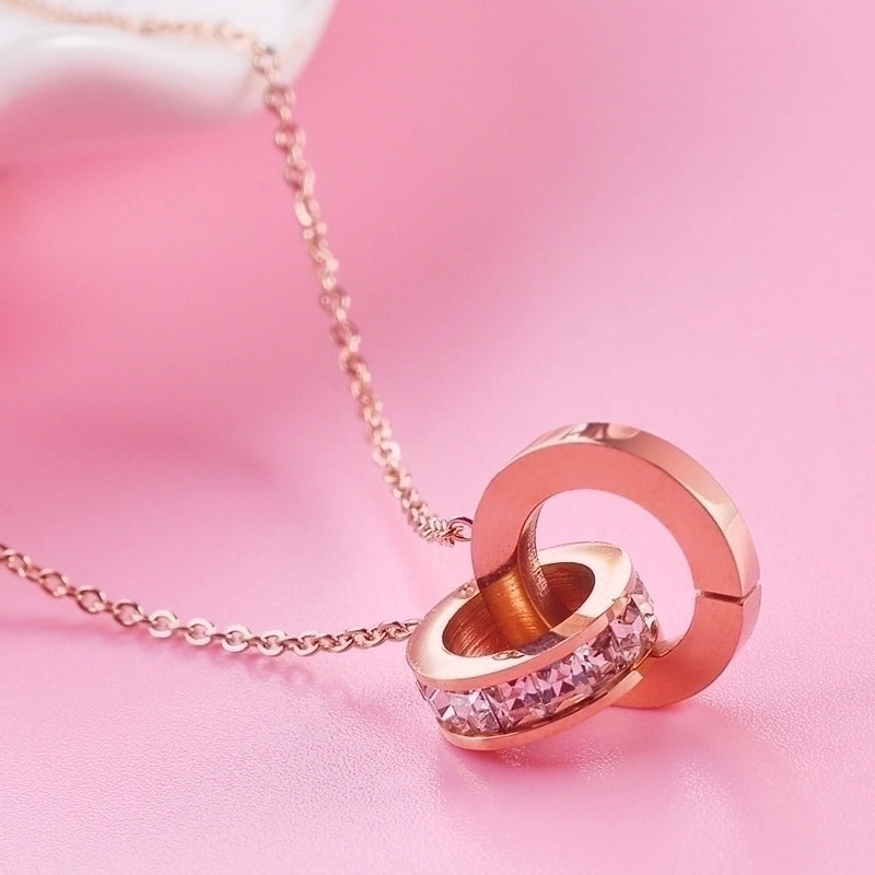 Minimalist Round Titanium Steel Inlay Zircon Bracelets Anklet Necklace 1 Piece