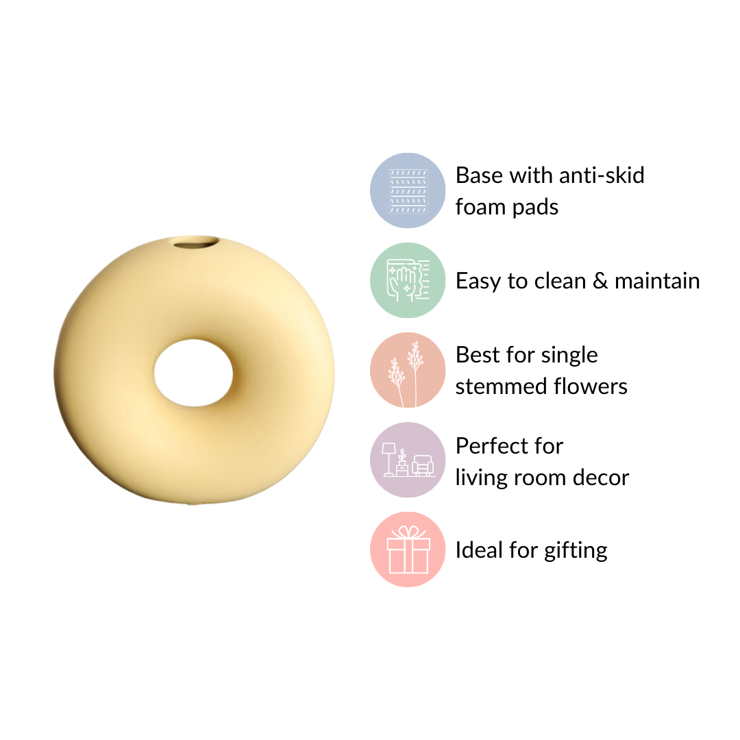 Donut Vase Pastel Yellow