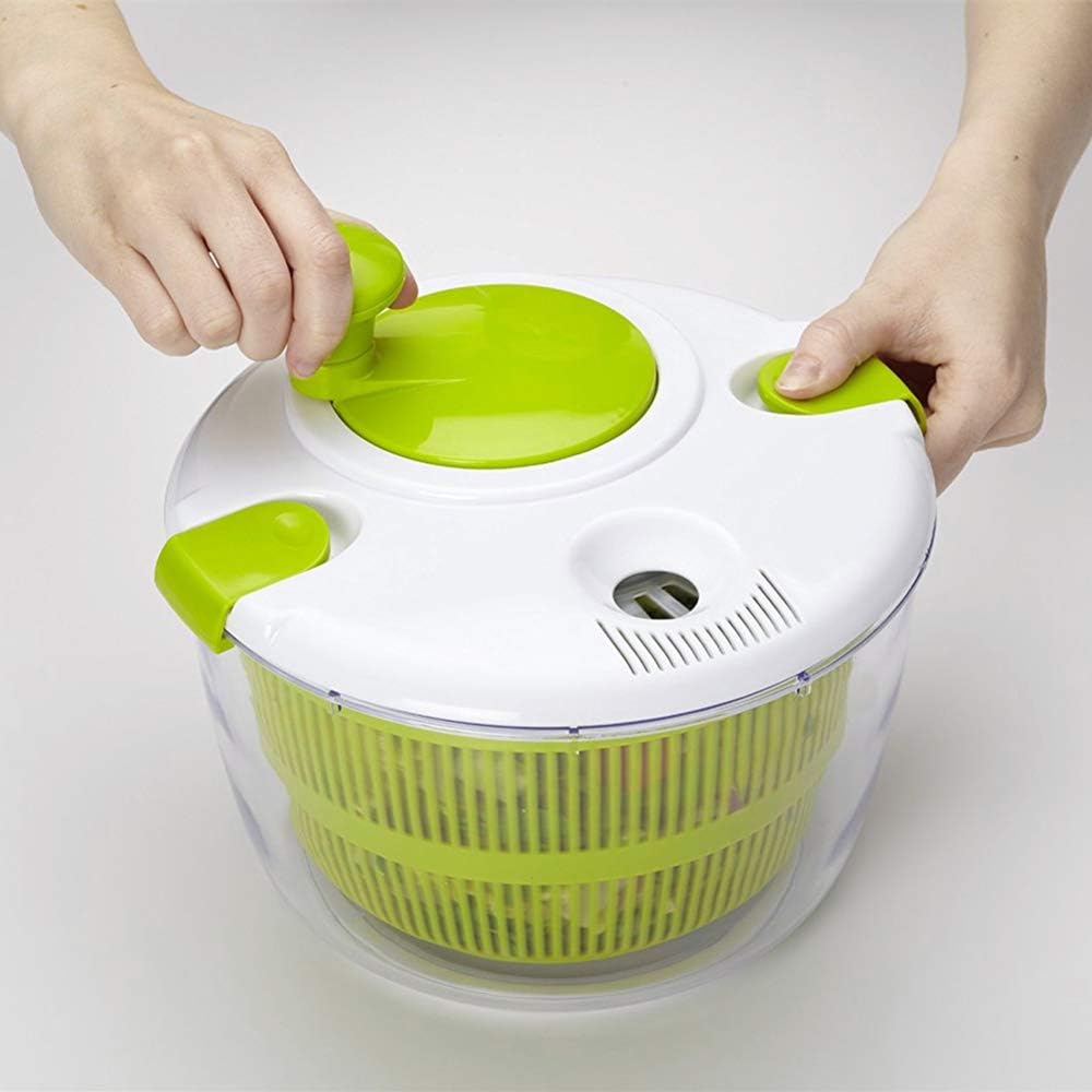 Kitchen Salad Spinner Large 5L Capacity - Manual Lettuce Spinner With Secure Lid Lock & Rotary Handle & Built-In Draining System