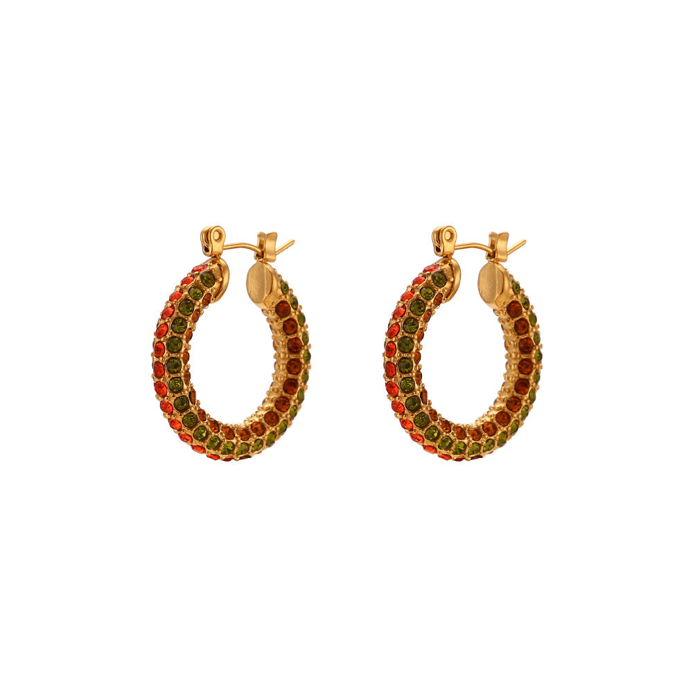 Fashion Ellipse Geometric Stainless Steel 18K Gold Plated Earrings