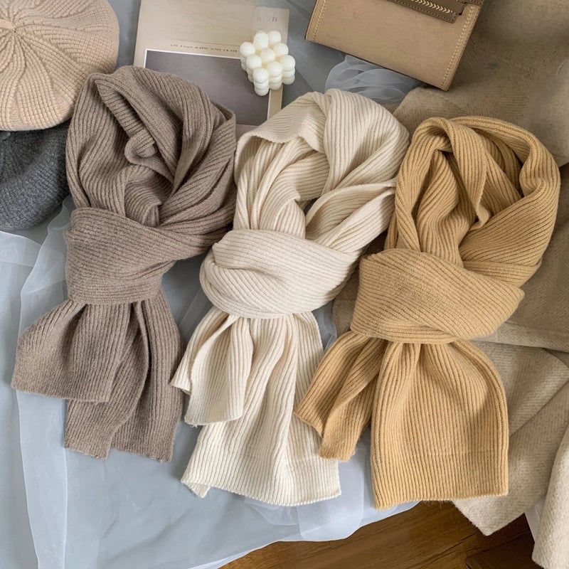 New Scarf Women's Winter Soft Warm Knitted Thickened Instagram Style Fashionable Scarf For Students