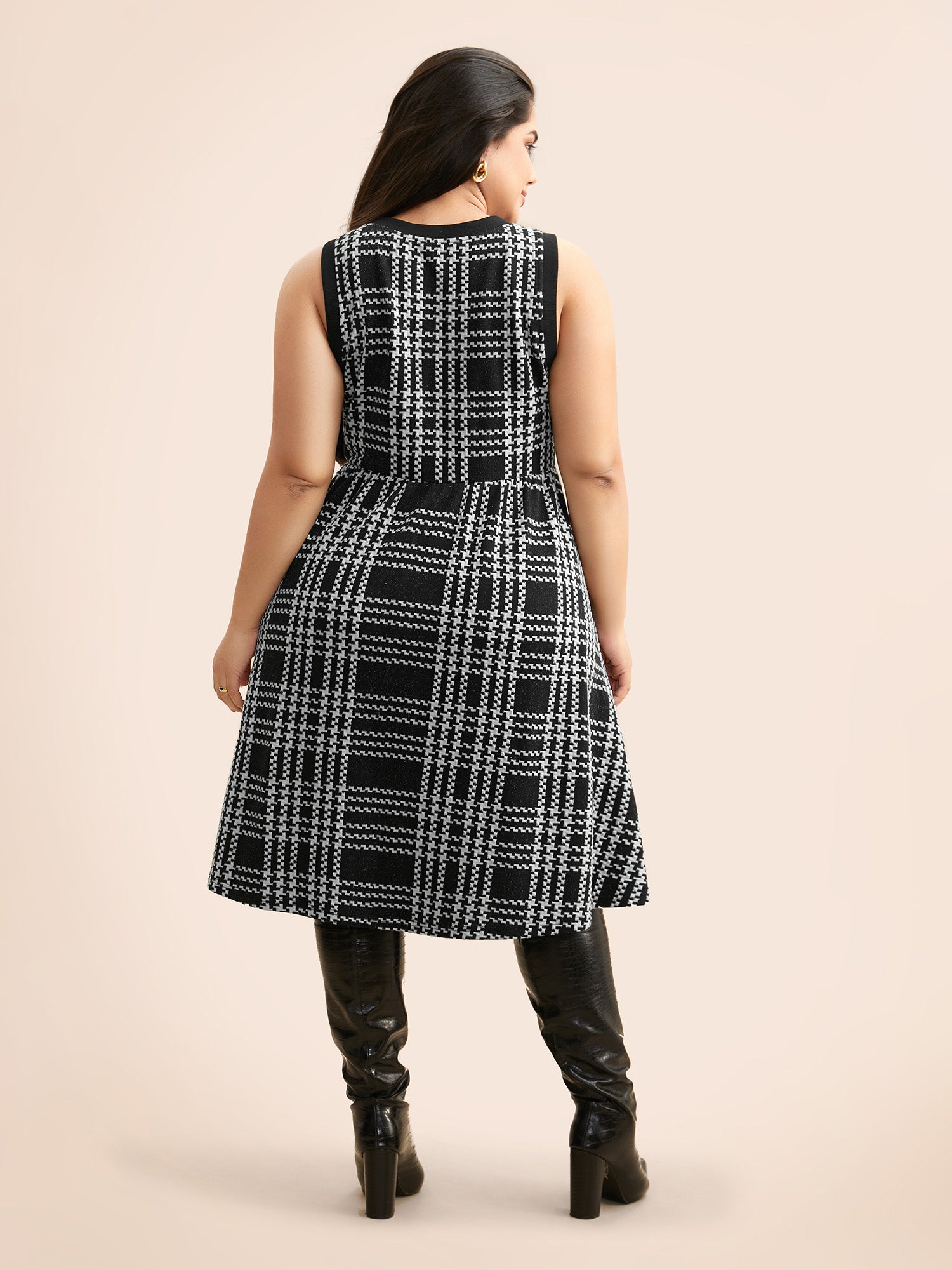 Plaid Round Neck Tank Dress