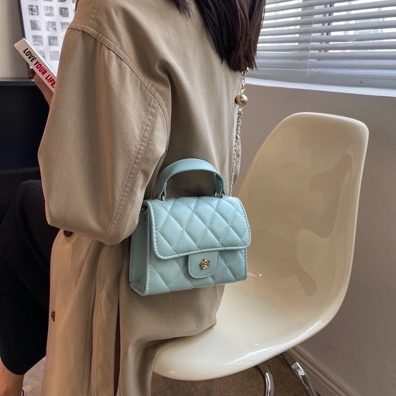 Women's Medium Pu Leather Lingge Fashion Square Magnetic Buckle Crossbody Bag
