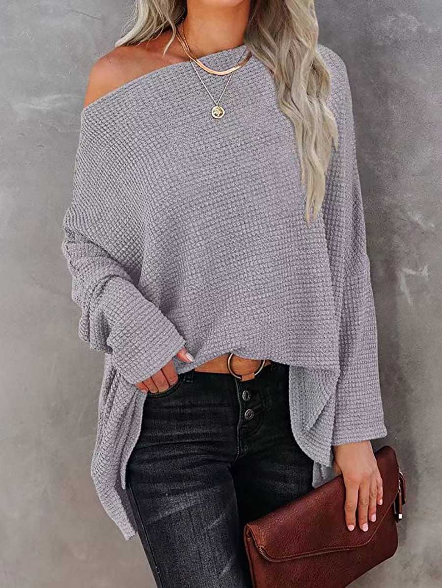 Knitted waffle slouchy top
