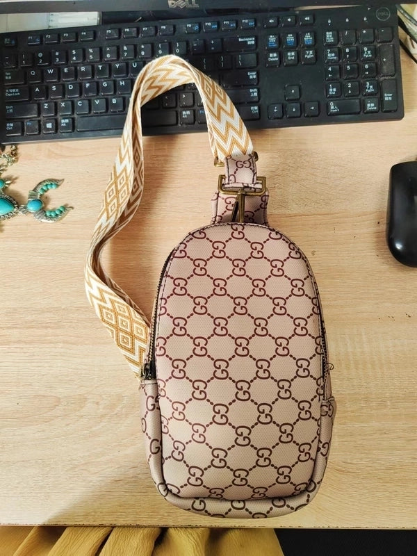 Women's Fashion Color Block Plaid Pu Leather Waist Bags