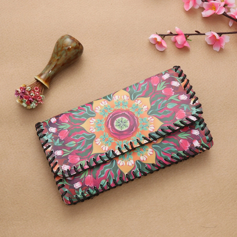 Women's Pu Leather Printing Animal Vintage Style Square Magnetic Buckle Phone Wallets