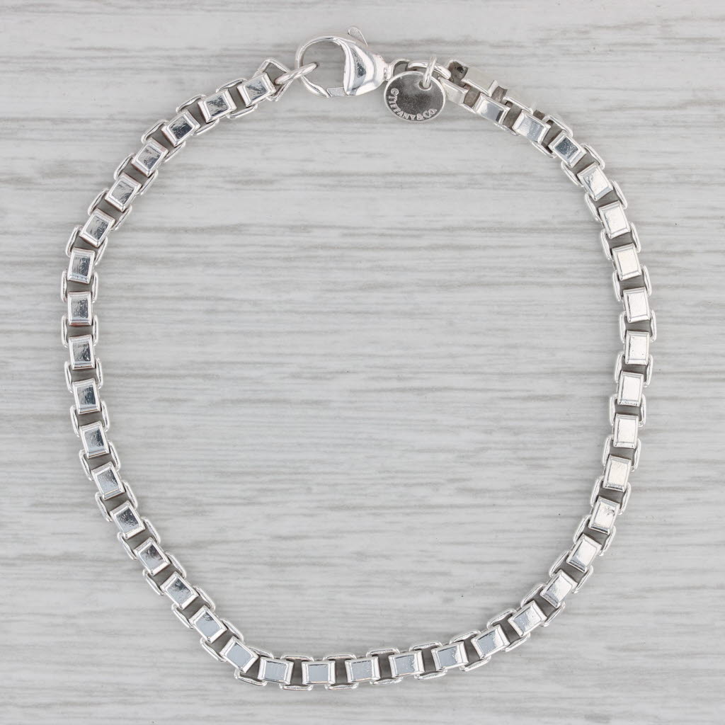 Tiffany & Co Venetian Box Chain Bracelet Sterling Silver 7.5 4mm
