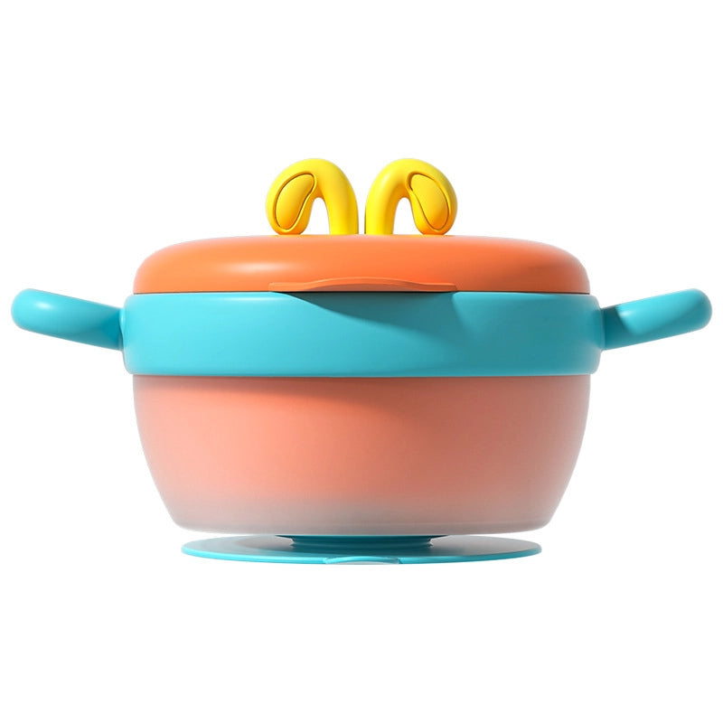Supplement Bowl Water Injection Insulation Bowl  Anti-fall Anti-scald Stainless Steel Eating Spoon Special Bowl Sucker Tableware