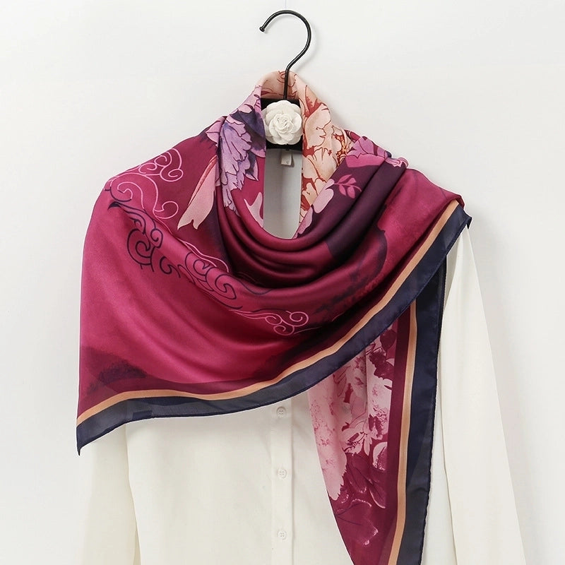 Women's Ethnic Style Sweet Color Block Satin Printing Scarf