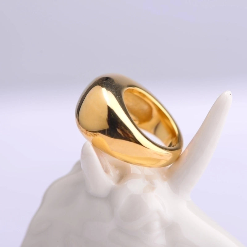 Stainless Steel 18K Gold Plated Minimalist Solid Color Rings