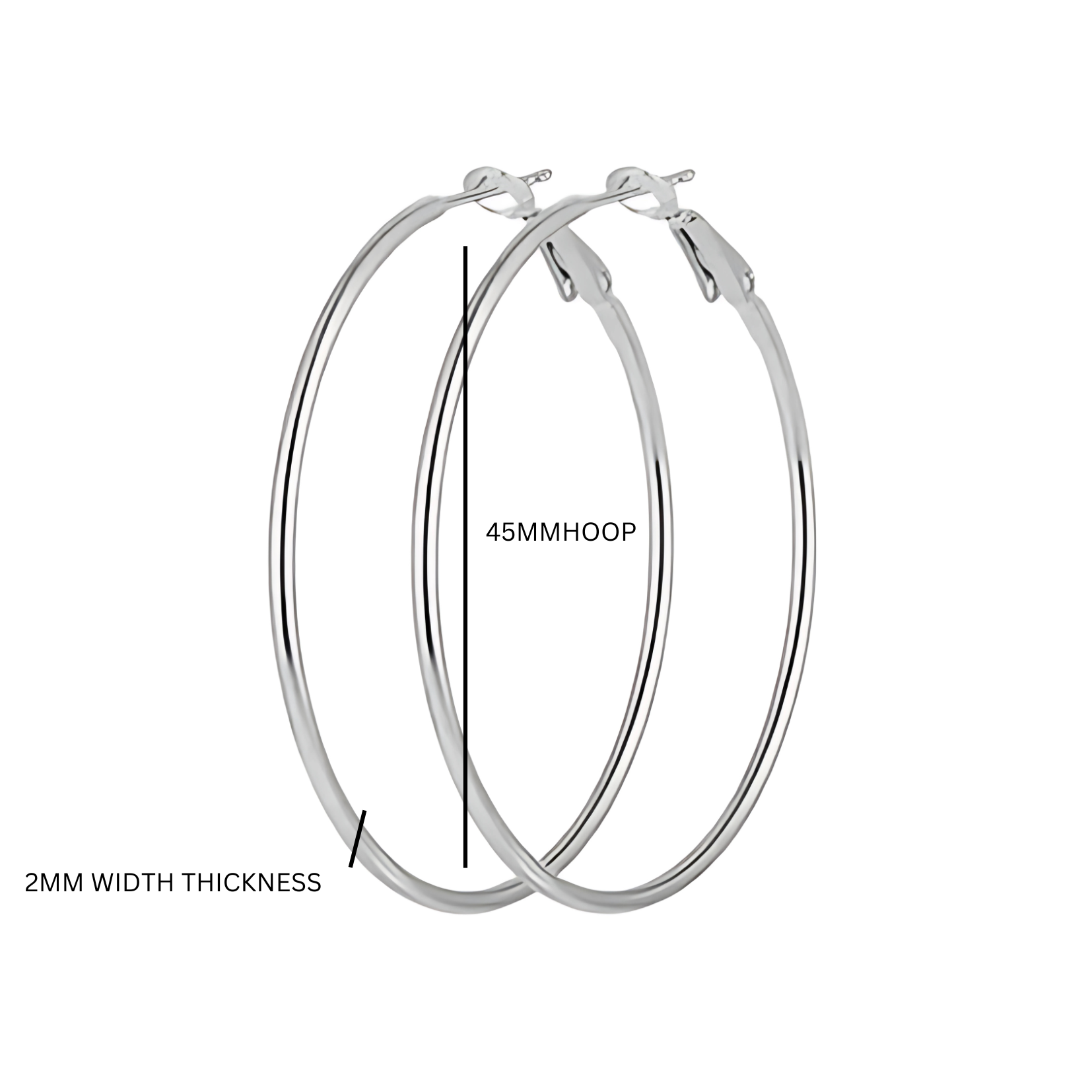 45mm Clasped hoops - Silver