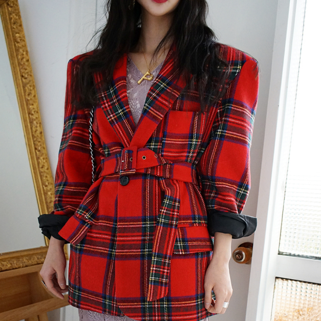 Chic Plaid Coat KF90213