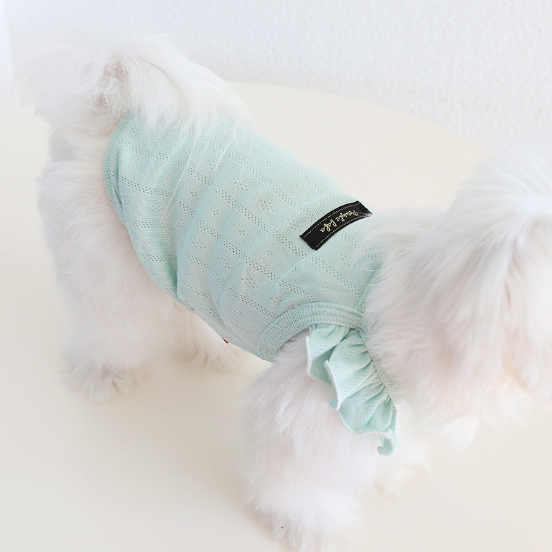 Breathable Cotton Ruffled Sleeves Dog Cat Vest