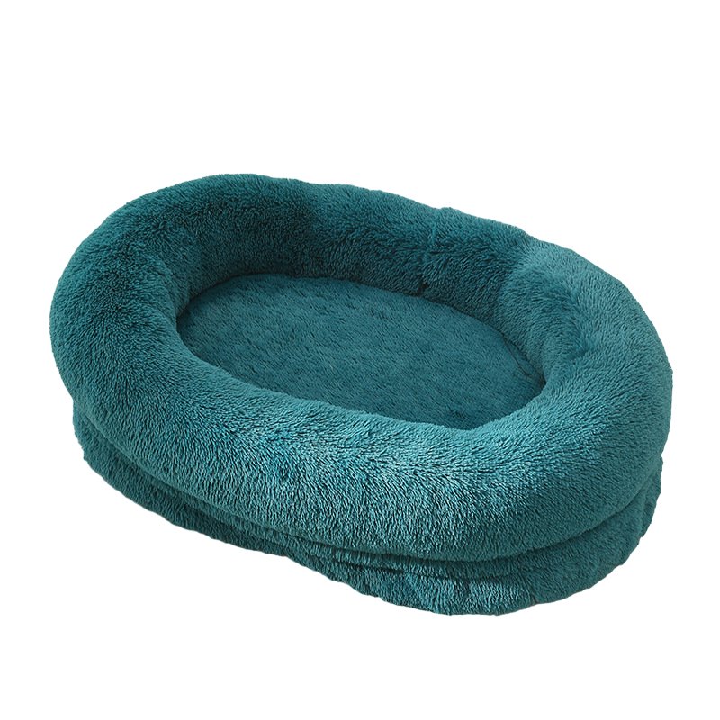 Fluffy Oval-Shaped Pet Bed - Emerald