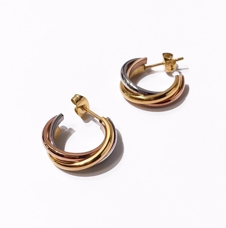 1 Pair Minimalist C Shape Plating 304 Stainless Steel Titanium Steel 18K Gold Plated Ear Studs