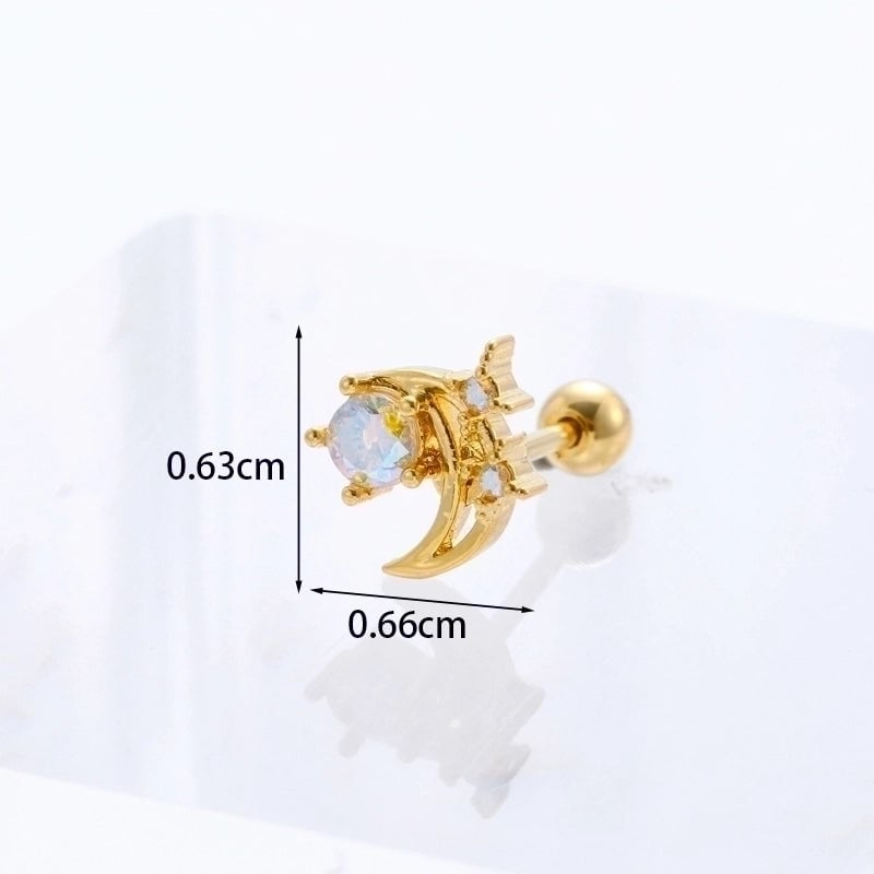 Ear Cartilage Rings & Studs Geometric Copper Plating Artificial Gemstones