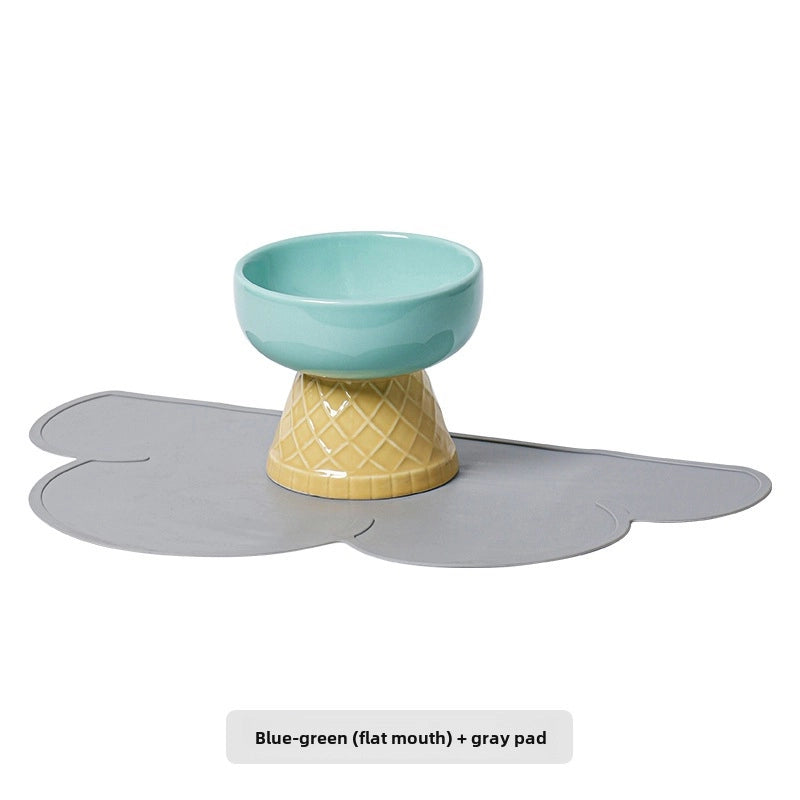 Cat Bowl Ceramic Protective Cervical Spine Drinking Bowl Pet Supplies Cute Oblique Mouth Anti-knock Dog Rice Bowl Cat Food Bowl
