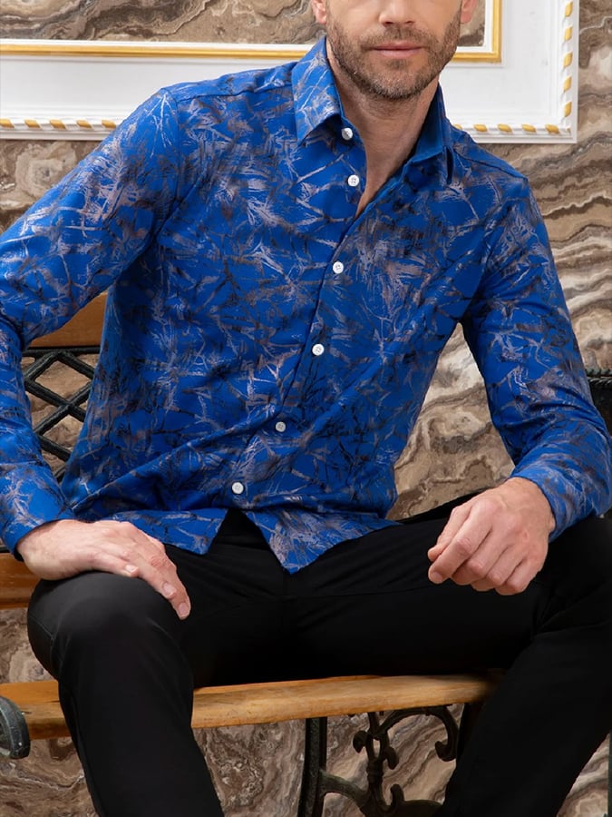 Men's Geometric Design Business Casual Shirt