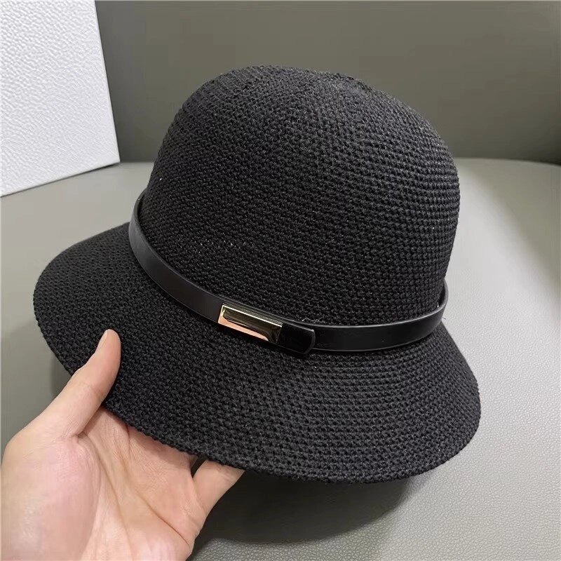 Summer New Fisherman Hat Women's Fashion Sunshade Sunscreen Basin Hat Outdoor Top Hat Cotton Linen Knitted Sun Hat