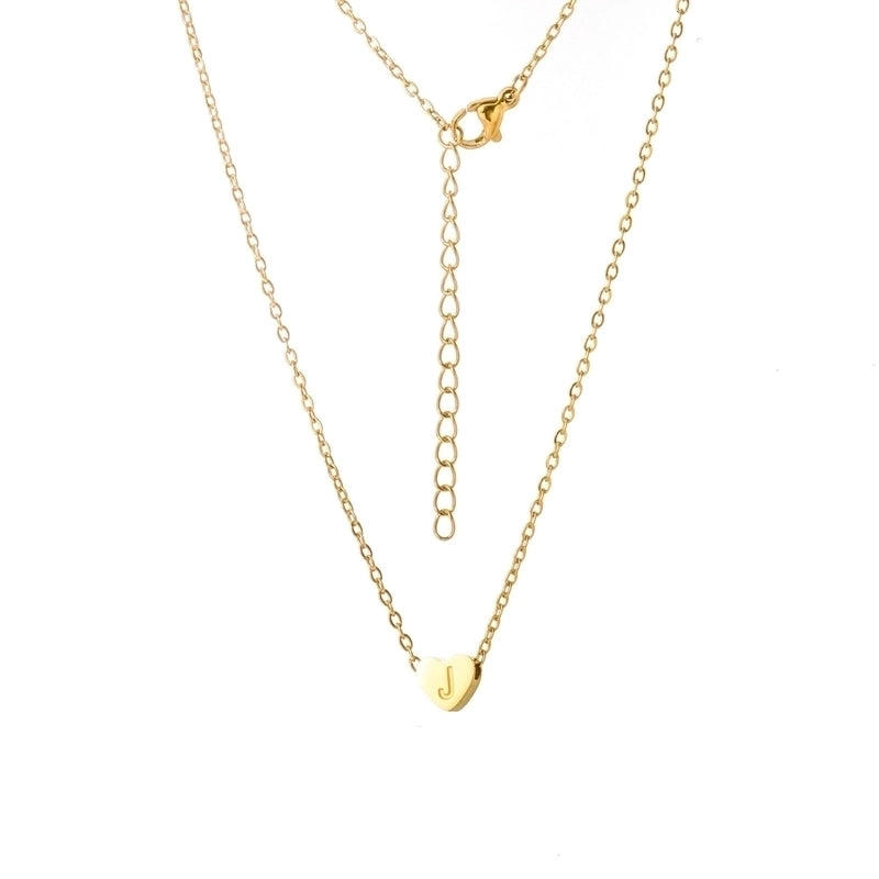Stainless Steel Titanium Steel 18K Gold Plated Minimalist Letter Heart Shape None Pendant Necklace