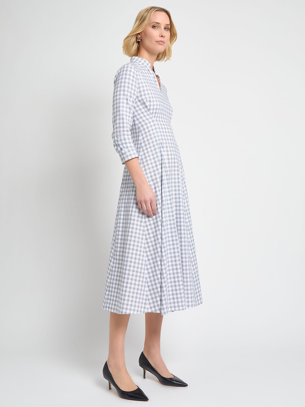 Fit & Flare Plaid Sleeve Cotton Maxi Dress - True Fit