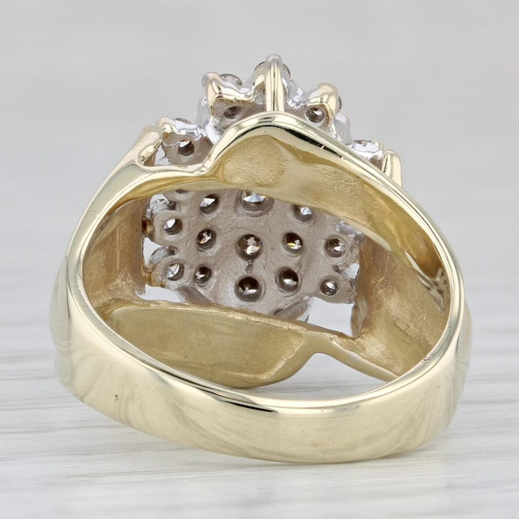 0.90ctw Diamond Cluster Ring 10k Yellow Gold Size 6.75