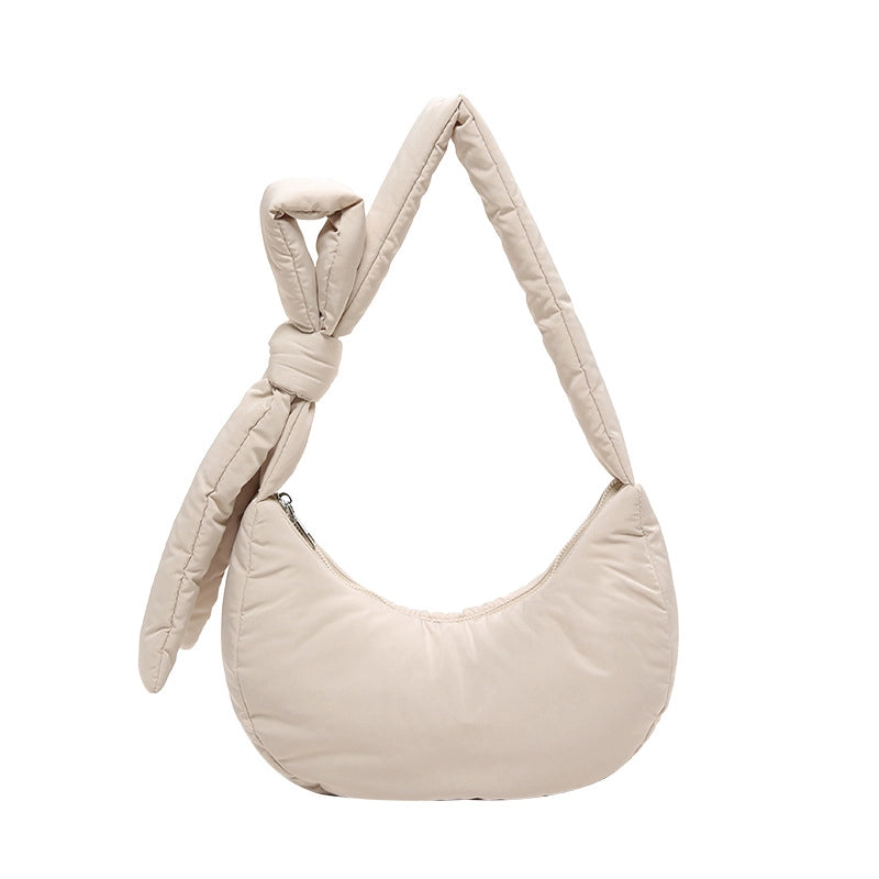 Women's Medium Nylon Solid Color Basic Classic Style Sewing Thread Dumpling Shape Zipper Crossbody Bag