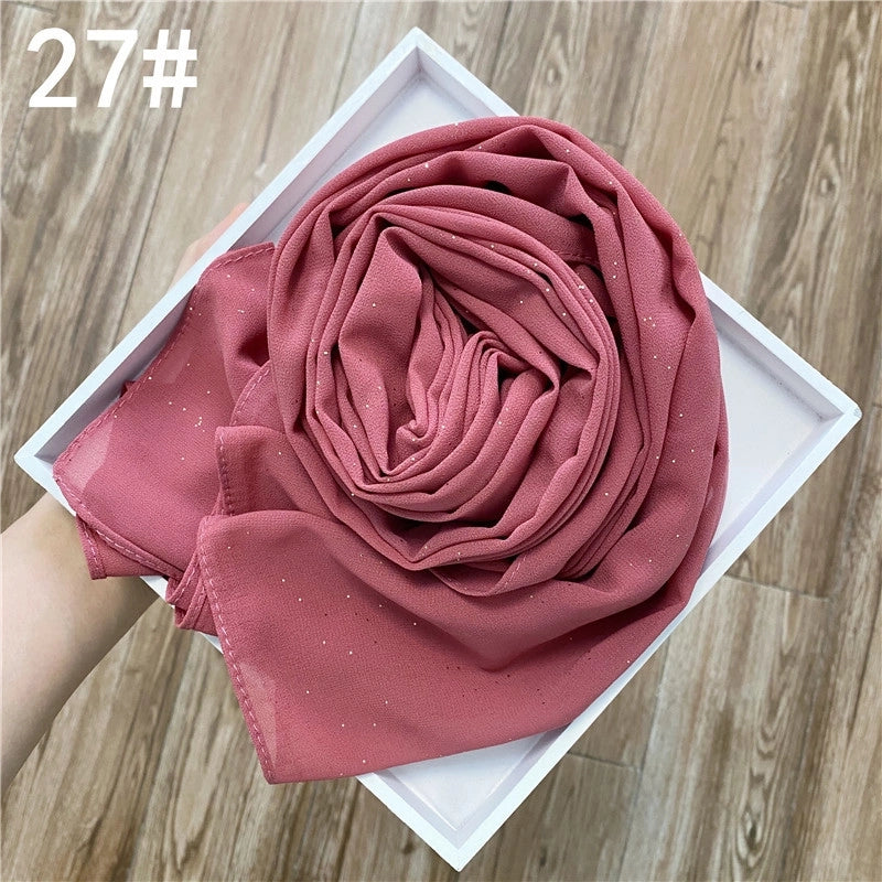 Solid Color Sprinkling Gold Pearl Chiffon Chiffon Fashion Sprinkling Gold Scarf Women's Toe Chiffon Glitter Scarf
