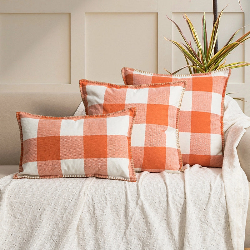 Elegant Minimalist Lattice Imitated Hemp Chenille Pillow Cases