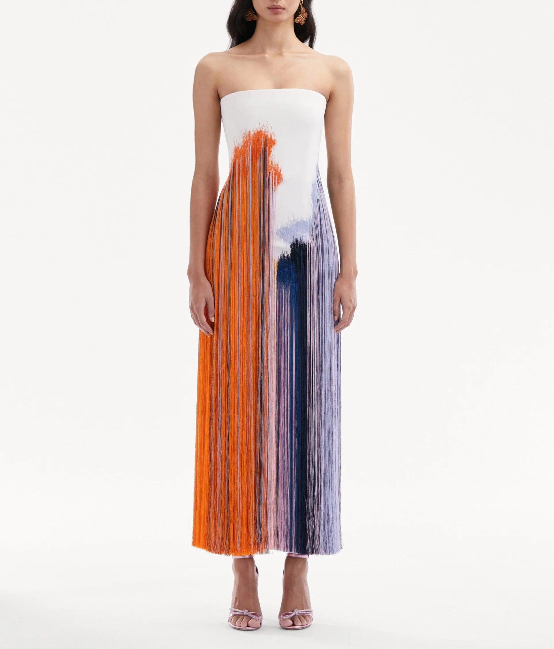 Elegant Strapless Fringe Cocktail Dress