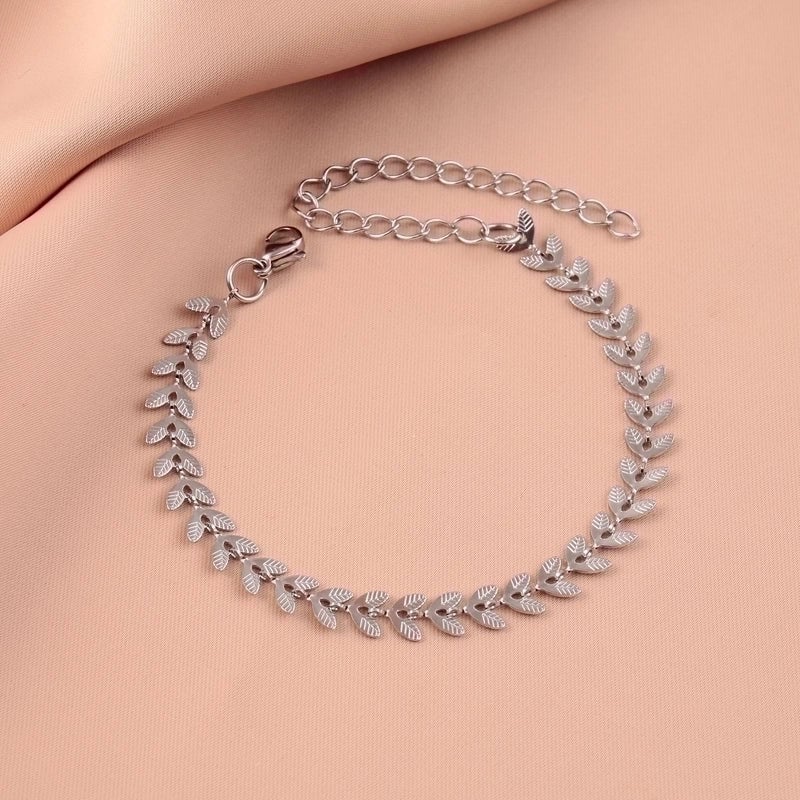 Minimalist Leaf 304 Stainless Steel 18K Gold Plated Bracelets In Bulk