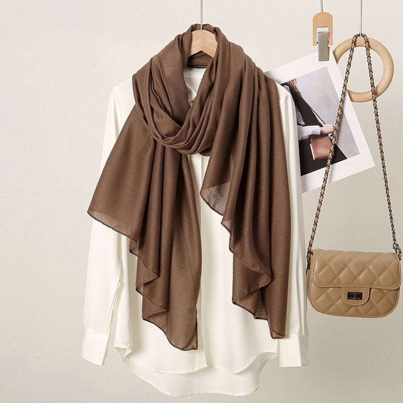 Women's Casual Sweet Solid Color Cotton And Linen Scarf