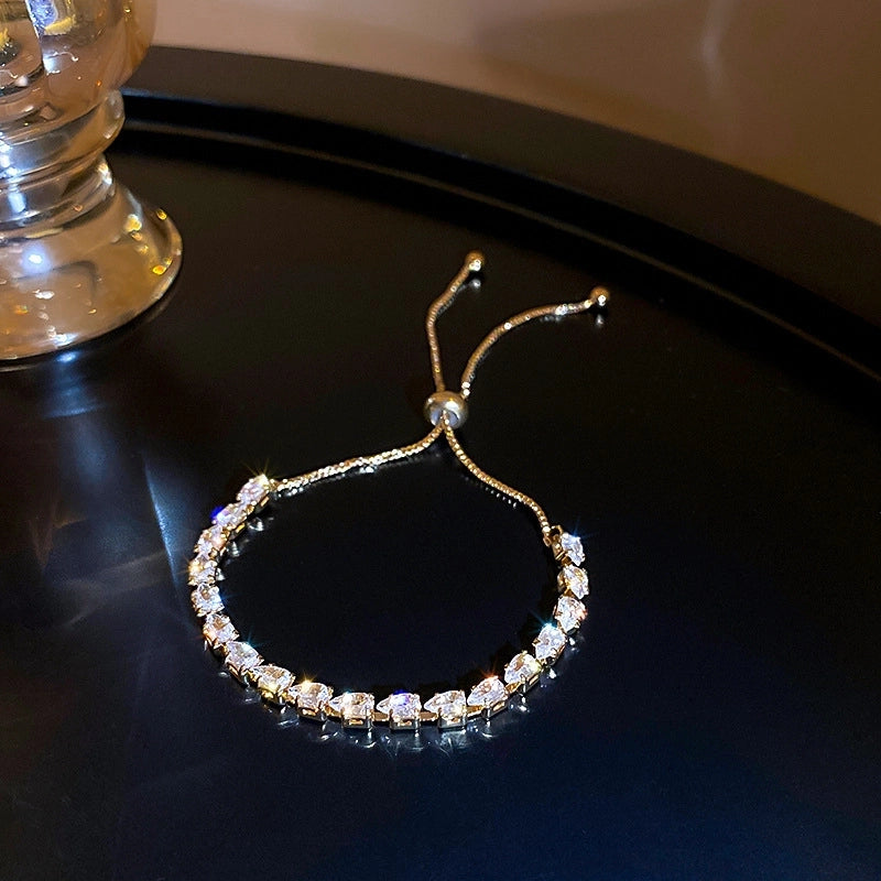 Minimalist Heart Shape Copper Inlay Zircon Bracelets