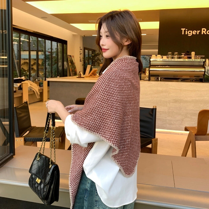 Women's Casual Lattice Imitation Cashmere Shawl