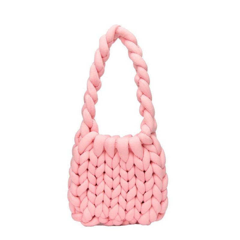 New Thick Ice Island Thread Woven Bag Diy Hand-woven Bag Filling Core Yarn Shoulder Bag