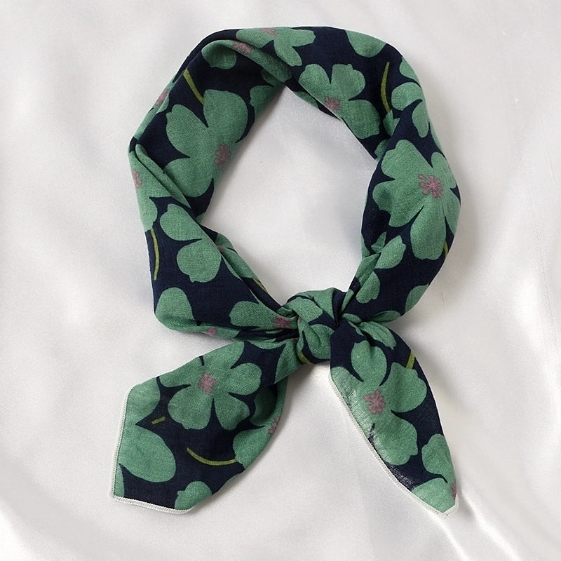Women's Sweet Flower Cotton Silk Scarf
