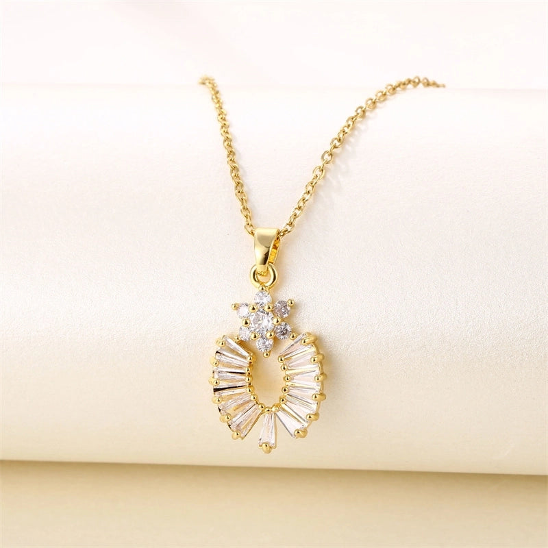 Minimalist Heart Shape Key Stainless Steel Titanium Steel Plating Inlay Zircon 18k Gold Plated Gold Plated Pendant Necklace