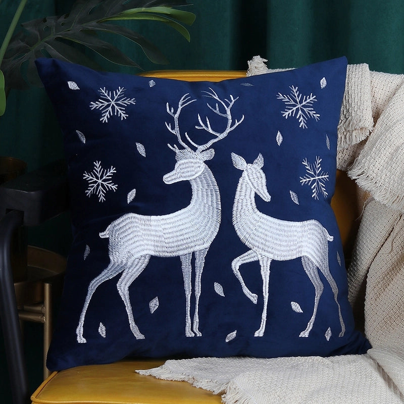 Fashion Christmas Tree Elk Short Plush Pillow Cases