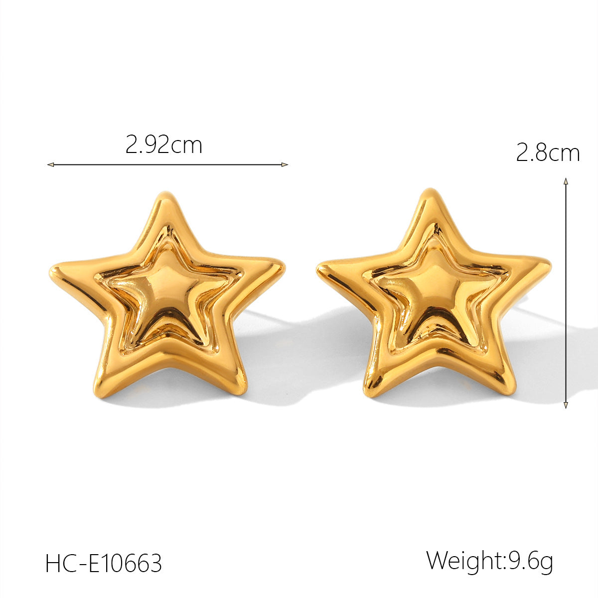 Stainless Steel Five-Pointed Star Pendant Necklace Gold And Silver Color Matching Star-Shaped Open Ring Titanium Steel Star Earrings