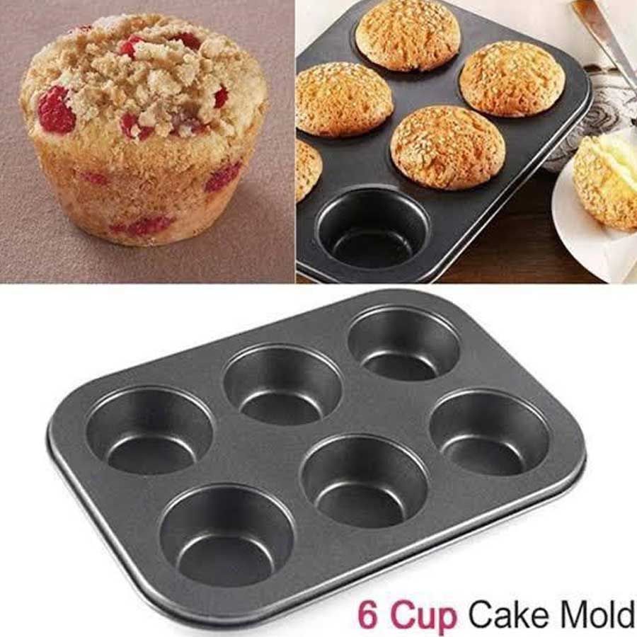 Non Stick Cupcake Muffins Baking Tray a?? 6 Hole